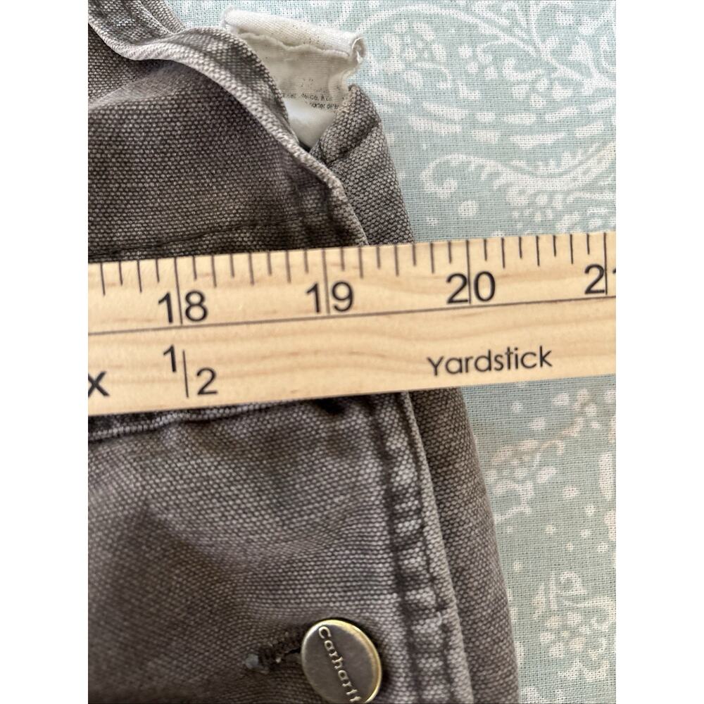 VTG Carhartt Thrashed Bibs Workwear Double Knee Duck Canvas Quilt Lined Y2K - Picture 16 of 16